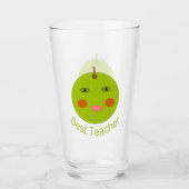 Bester Lehrer Happy Apple Glas (Vorderseite)