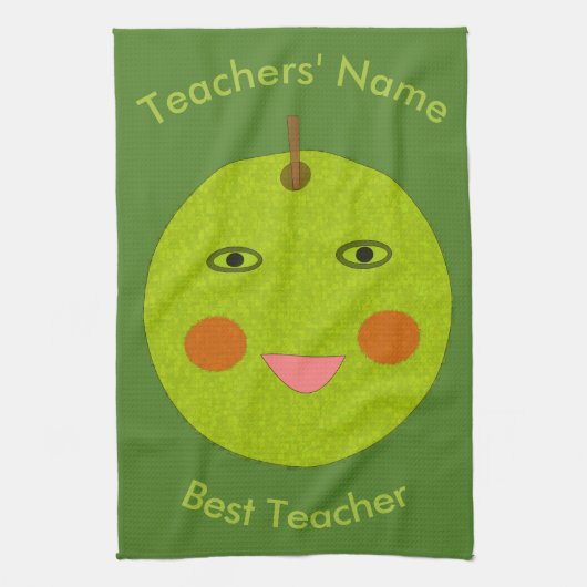 Bester Lehrer Happy Apple Handtuch (Vertikal)