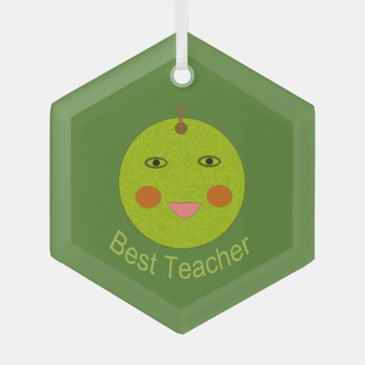 Bester Lehrer Happy Apple Ornament Aus Glas (Vorderseite)