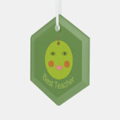 Bester Lehrer Happy Apple Ornament Aus Glas (Vorderseite Links)