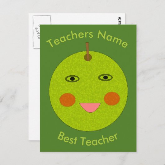 Bester Lehrer Happy Apple Personalisierte Postkart Postkarte (Vorne/Hinten)