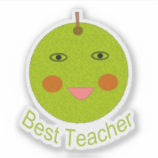 Bester Lehrer Happy Apple Shaped Aufkleber (Vorderseite)