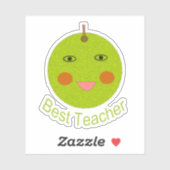 Bester Lehrer Happy Apple Shaped Aufkleber (Blatt)