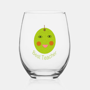 Bester Lehrer Happy Apple Weinglas Ohne Stiel