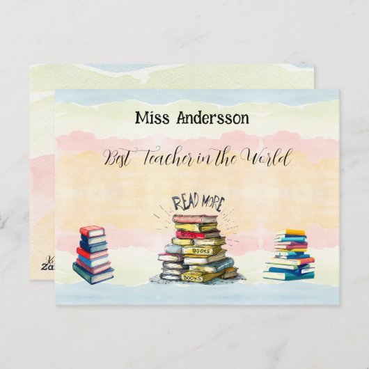 Bester Lehrer in der Welt - Illustration Postkarte (Vorne/Hinten)
