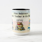 Bester Lehrer in der Welt - Illustration Zweifarbige Tasse (Mittel)