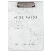 Bester Lehrer in modernem elegantem Marmor Klemmbrett (Vorderseite)