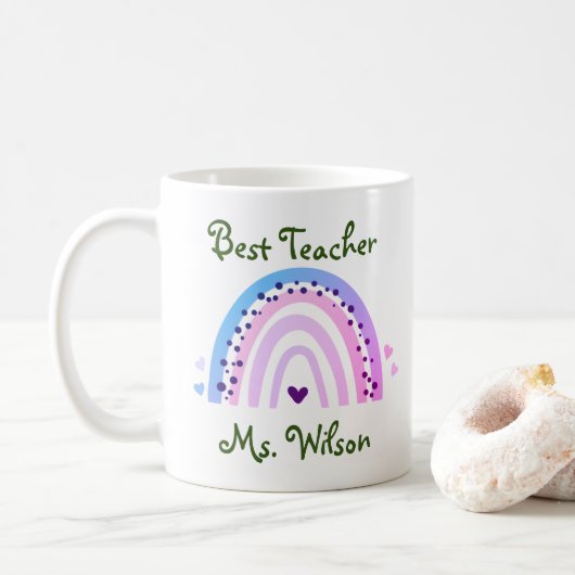 Bester Lehrer Individuelle Name Niedlicher Farbenf Kaffeetasse (Mit Donut)