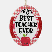 Bester Lehrer je Apple und Karierte Wertschätzung Keramik Ornament (Rechts)