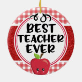 Bester Lehrer je Apple und Karierte Wertschätzung Keramik Ornament (Hinten)