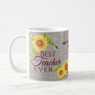 Bester Lehrer je blühende Sonnenblumen Burlap-Tass Kaffeetasse