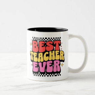 Bester Lehrer je Bold Retro farbenfrohe Tasse Gesc