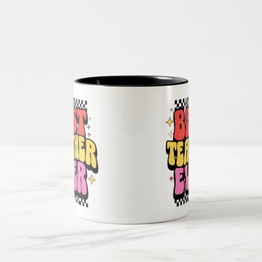 Bester Lehrer je Bold Retro farbenfrohe Tasse Gesc (Mittel)