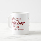 Bester Lehrer je Burgund Typografie Name Skript Kaffeetasse (Vorderseite Links)