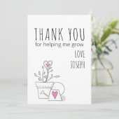 Bester Lehrer je Doodle Art Pflanze und rosa Herz Dankeskarte (Stehend Vorderseite)