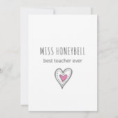 Bester Lehrer je Doodle Art Pflanze und rosa Herz Dankeskarte (Rückseite)