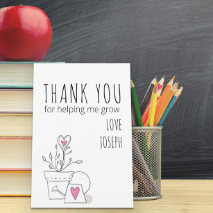 Bester Lehrer je Doodle Art Pflanze und rosa Herz Dankeskarte