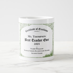 Bester Lehrer je Exzellenzzertifikat Jumbo-Tasse