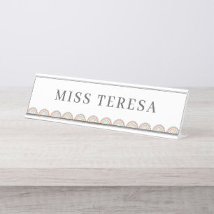 Bester Lehrer je Geschenkenke Name Plakat Schreibtischnamensplakette