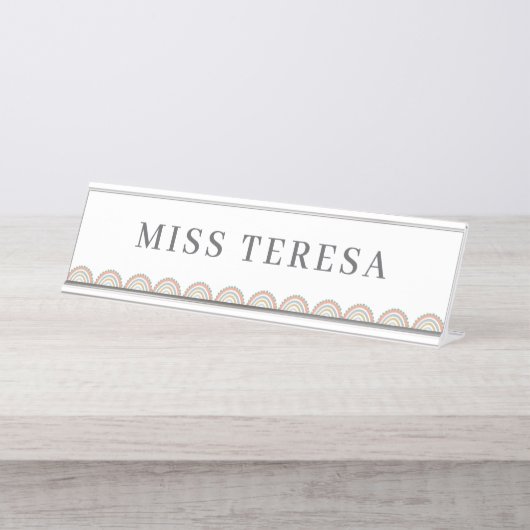 Bester Lehrer je Geschenkenke Name Plakat Schreibtischnamensplakette (Vorderseite )