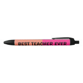 Bester Lehrer je heiß rosa orangefarbener Name Kugelschreiber (Oberseite)