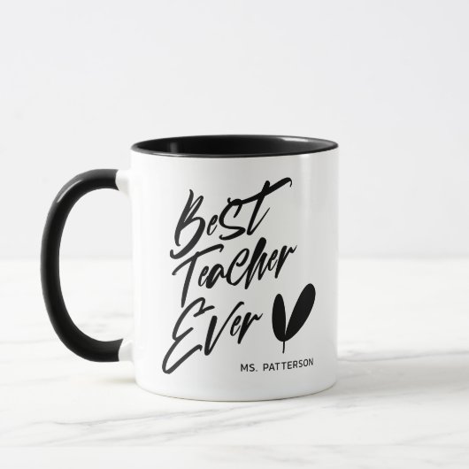 Bester Lehrer je Moderner Black Script Individuell Tasse (Links)