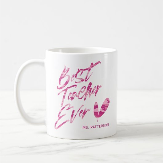 Bester Lehrer je Moderner Rosa Camouflage Individu Kaffeetasse (Links)