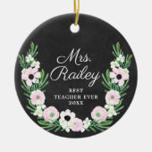 Bester Lehrer je Personalisiert Boho Blume Wreath Keramik Ornament (Vorne)