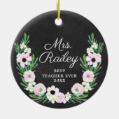 Bester Lehrer je Personalisiert Boho Blume Wreath Keramik Ornament (Hinten)