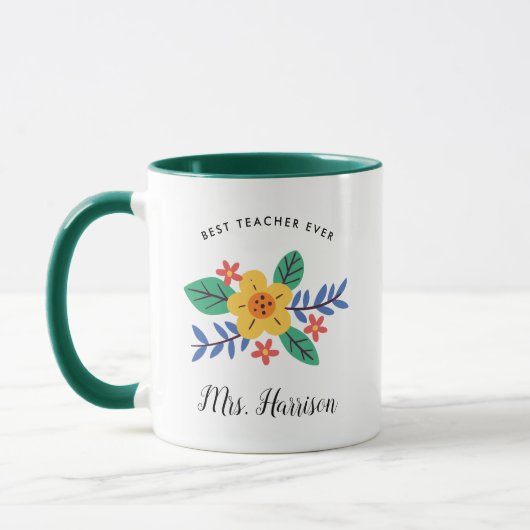 Bester Lehrer je Personalisierter Blumenempfang Tasse (Links)