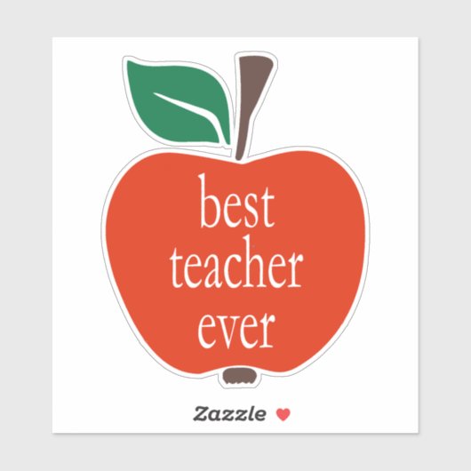 Bester Lehrer je Red Green Apple Lowercase Aufkleber (Blatt)