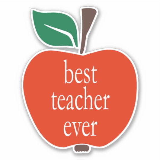 Bester Lehrer je Red Green Apple Lowercase Aufkleber (Vorderseite)