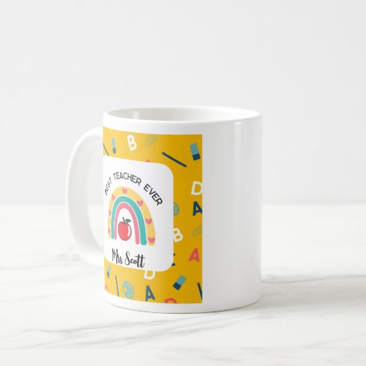 Bester Lehrer je Regenbogenname Kaffeetasse (Vorderseite Links)