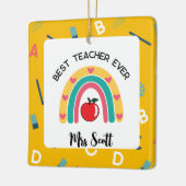 Bester Lehrer je Regenbogenname Keramikornament (Links)