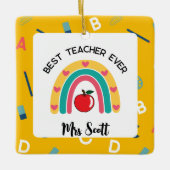 Bester Lehrer je Regenbogenname Keramikornament (Vorderseite)