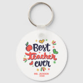 Bester Lehrer je rot-gelb-grün Schlüsselanhänger (Rückseite)