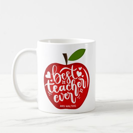 Bester Lehrer je Roter Apple zurück zur Schule Kaffeetasse (Links)