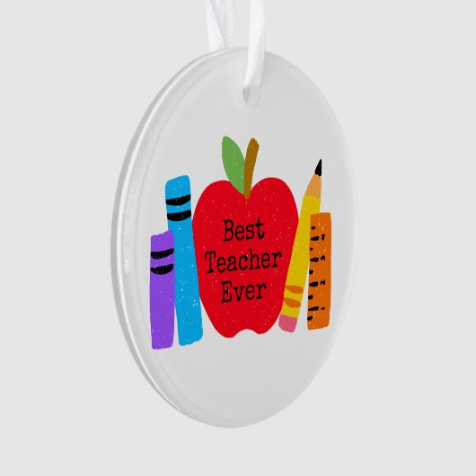 Bester Lehrer je Schule Apple Bücher Stille Spaß Ornament (Vorderseite)