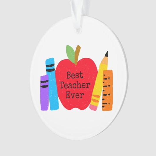 Bester Lehrer je Schule Apple Bücher Stille Spaß Ornament (Vorderseite)