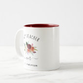 Bester Lehrer je | Trendy Burgundy Boho Floral Zweifarbige Tasse (Vorderseite Links)