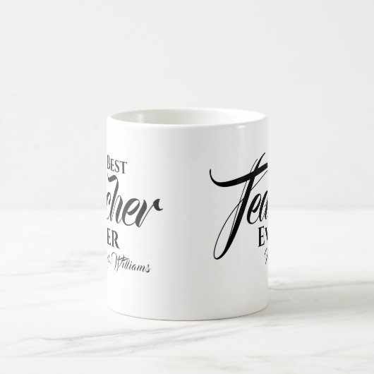Bester Lehrer je Trendy Typografy Name Script Kaffeetasse (Mittel)