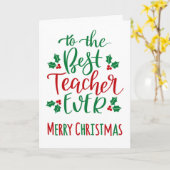 Bester Lehrer jemals frohe Weihnachts-Typografie Karte (Gelbe Blume)