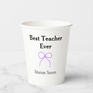 Bester Lehrer jemals lila Schleife Namens Dankesch Pappbecher