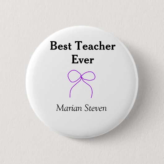 Bester Lehrer jemals violette Schleife Namens Dank Button (Vorderseite)
