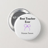 Bester Lehrer jemals violette Schleife Namens Dank Button (Vorne & Hinten)