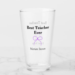 Bester Lehrer jemals violette Schleife Namens Dank Glas