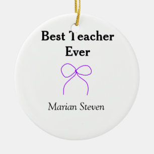 Bester Lehrer jemals violette Schleife Namensanerk Keramik Ornament