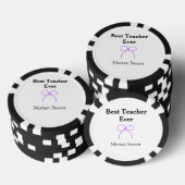 Bester Lehrer jemals violette Schleife Namensschät Pokerchips (Stapel)