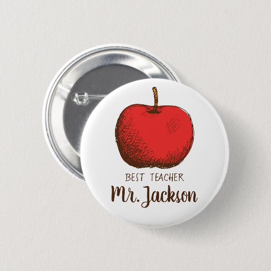 Bester Lehrer | Minimalistischer moderner Fun Appl Button (Vorne & Hinten)