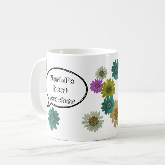 Bester Lehrer mit Spaß beim botanischen Blumendesi Kaffeetasse (Vorderseite Links)